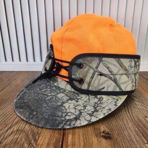 VTG American Outdoorsman Blaze Orange Realtree Hardwoods Hunting Cap 7 1/4 USA